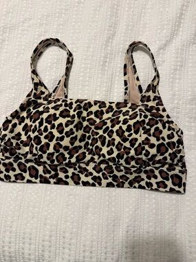 Kona Sol Leopard Print Bikini Top - Brown/Cream